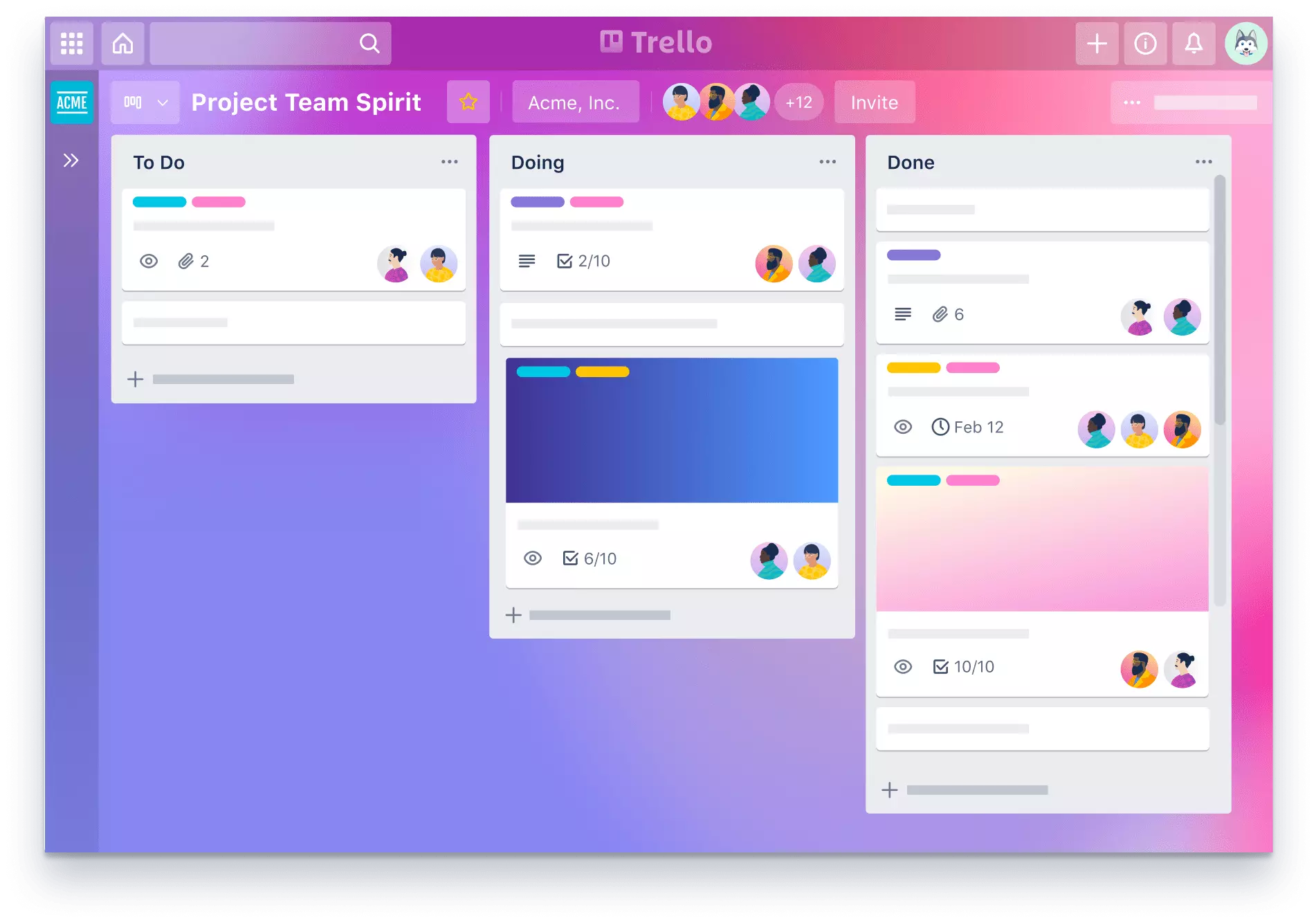 Trello's board mock up example screenshot