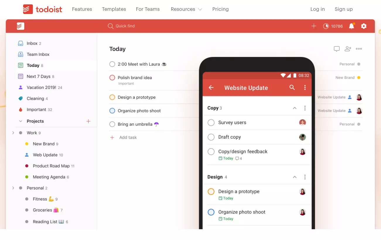 todoist mock up example screenshot