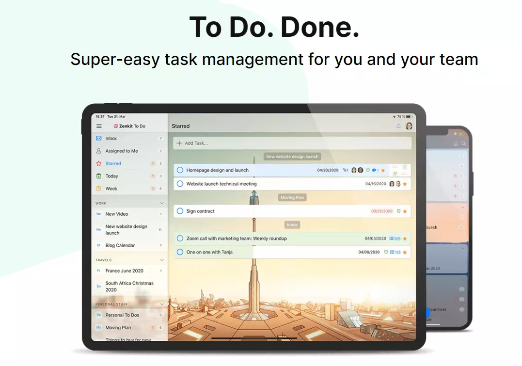 Zenkit To Do template mock up example screenshot