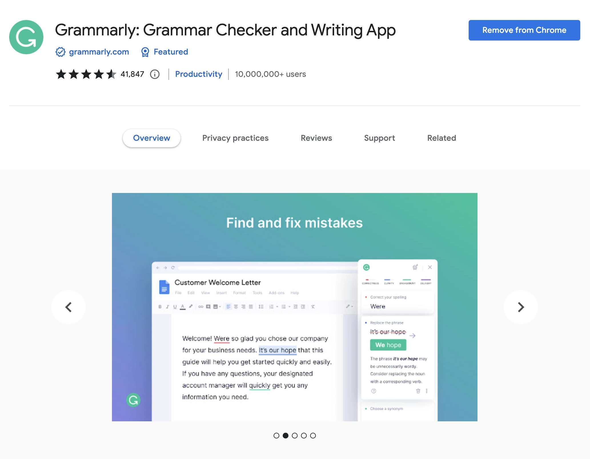 Grammarly Chrome Extension