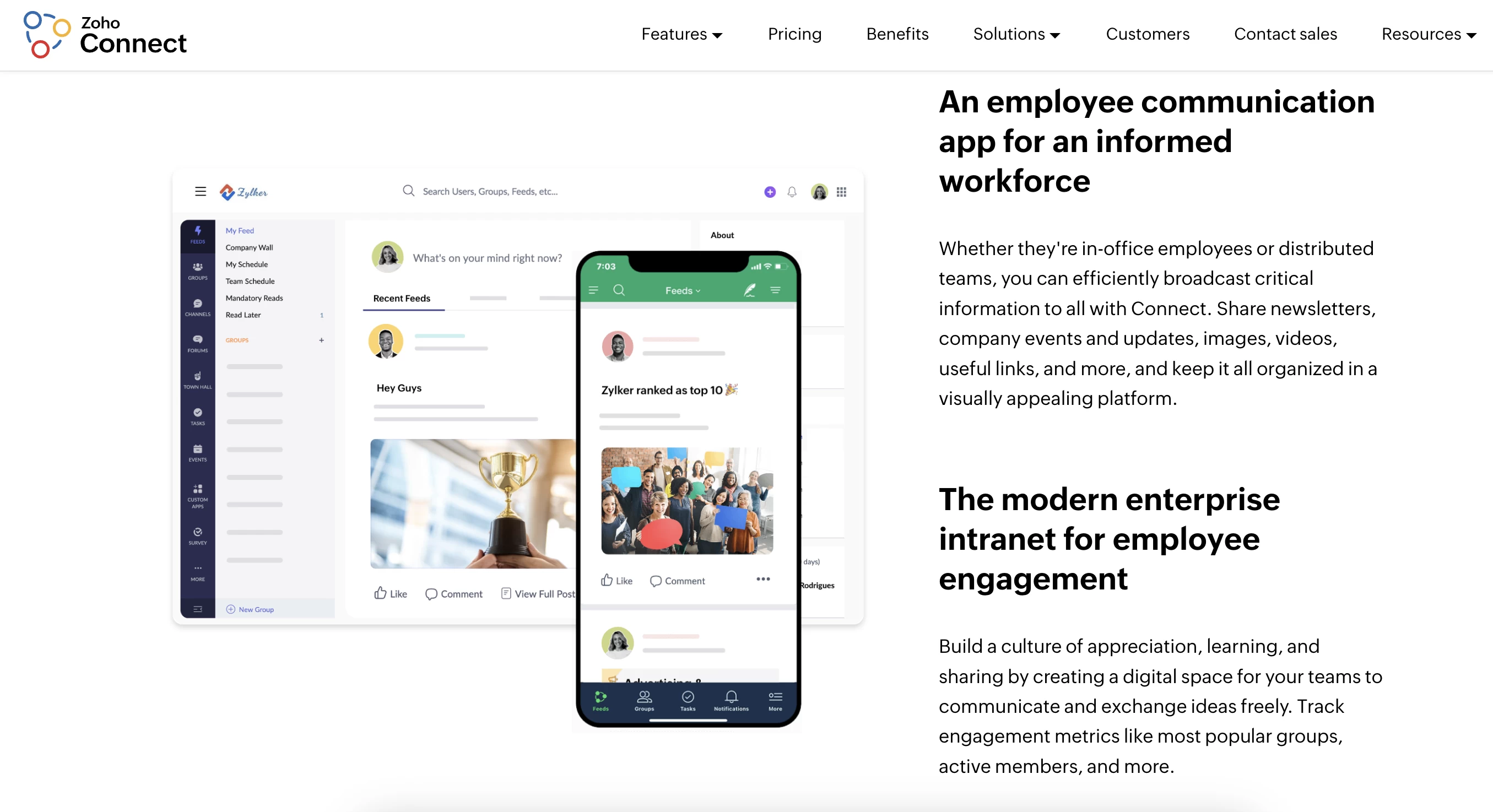 Zoho Connect Intranet Platform